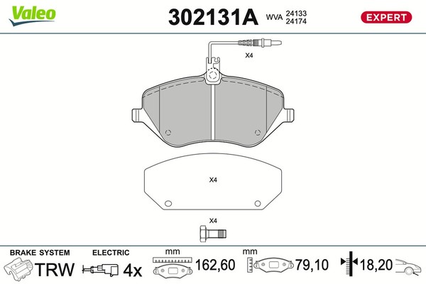 Bremsbelagsatz Scheibenbremse Expert Valeo 302131A FüR Peugeot 407 SW 607 9D 9U-image