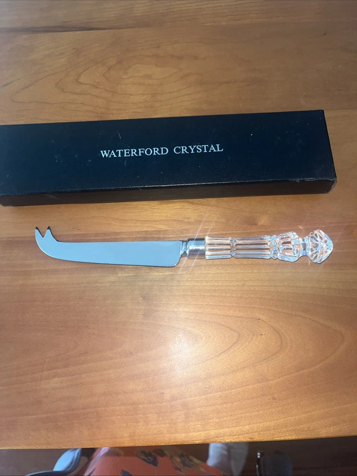 Cuchillo de queso de cristal Waterford “Lismore” de colección con hoja de acero inoxidable con caja Foto 4 de 4