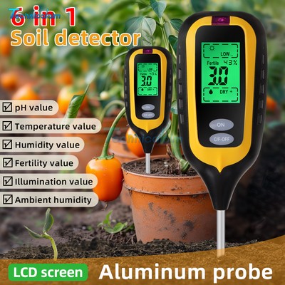 6in1 Digital PH Tester Soil Water Moisture Light Test Meter Temperature Humidity