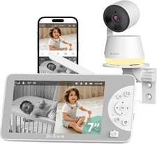 Smart WiFi Baby Monitor 7" 1080P 2K Camera Cry Motion Detection Recording. NEW