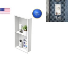Bernkot Stainless Steel Shower Niche White 24" x 12" W/ 2-Tier Shelf BA2-1224