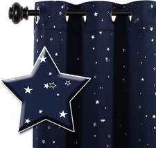 Blackout Star Curtains for Kids Room Boys Girls Twinkle Silver Stars Thermal Ins