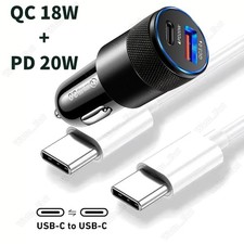 QC PD 38W Fast Car Charger USB C Type C Cord For iPhone Air 17 16 15 Pro Android