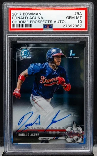 27692967 - Ronald Acuna 2017 Bowman #CPA-RA Chrome Auto 1st Prospect PSA 10