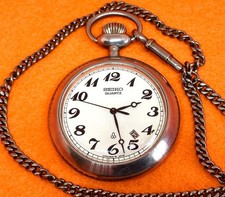Seiko Pocket Watch Quartz Stainless Steel 1975 Vintage Timepiece