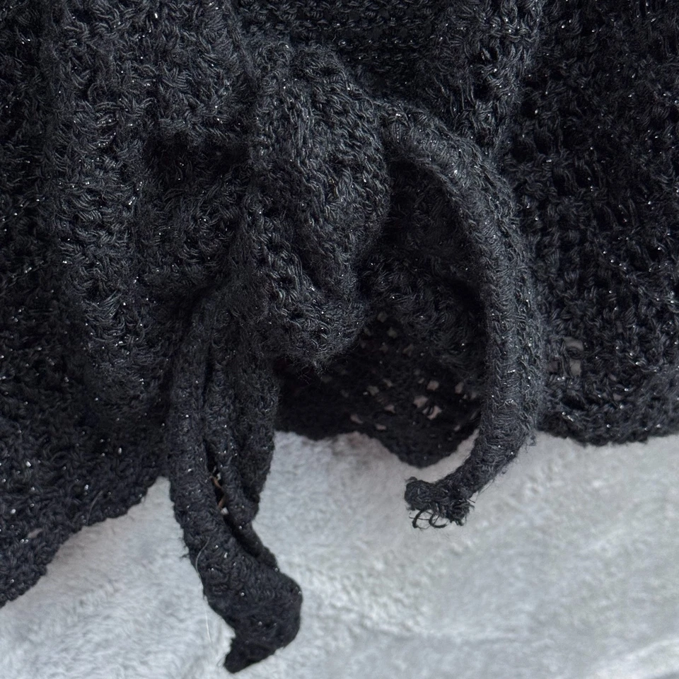 Suéter tejido abierto caprichoso corbata frontal para mujer talla L capas de hadas grunge Foto 2 de 4