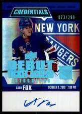 2021-22 CREDENTIALS UPDATE 2019-20 DEBUT TICKET ACCESS AUTO ADAM FOX AUTO