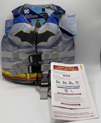 DC Batman Swimways Life Jacket. Kids One Size 33-55 Lbs Coast Guard Approved New