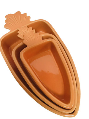 Chantal Carrot Shaped Stoneware Bakeware Serving Dishes Orange Easter Set of 3