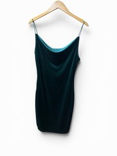 Vestido de cóctel SHEIN talla 6 terciopelo verde correa espagueti