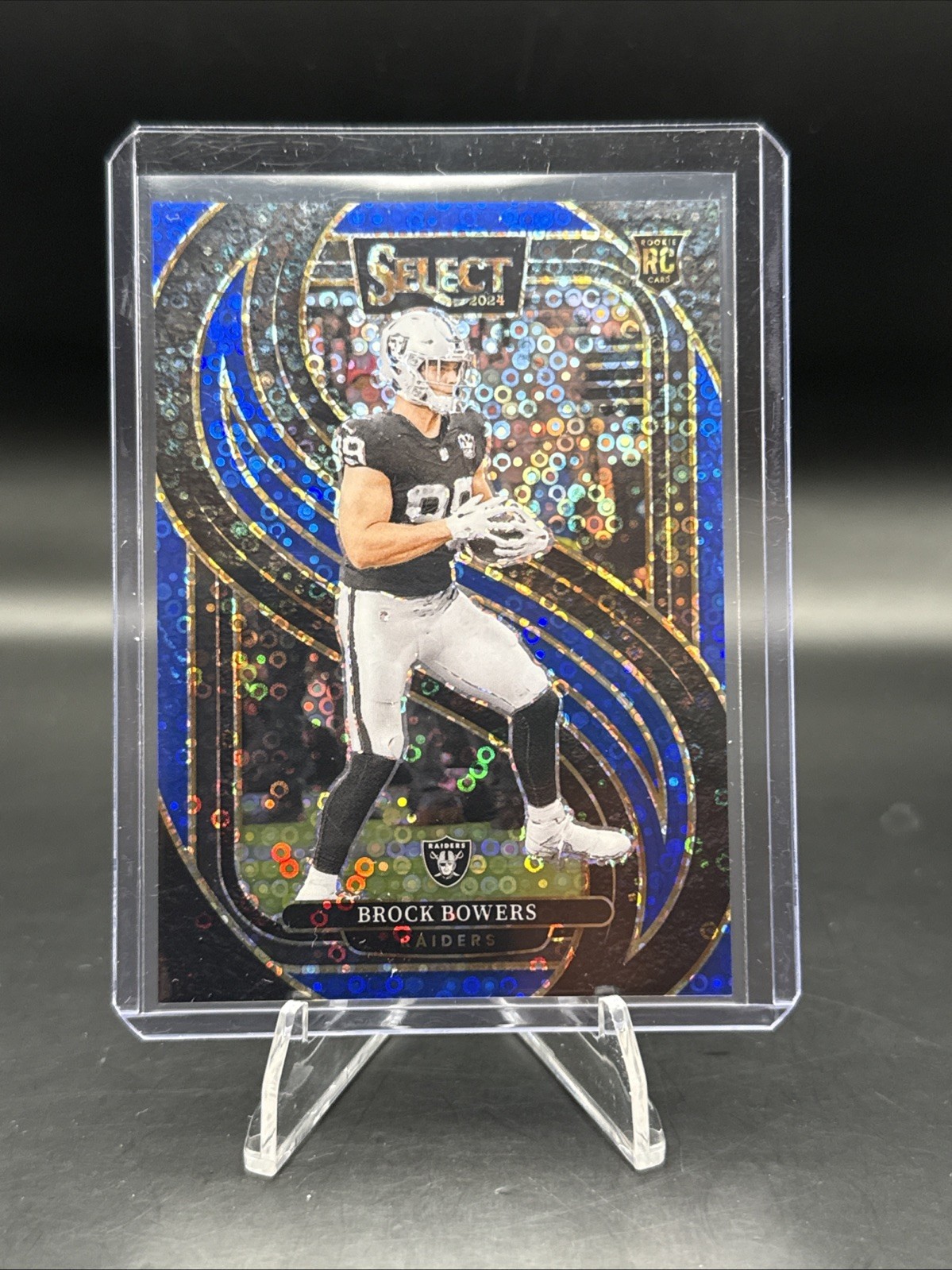 2024 Panini Select Brock Bowers Premier RC Blue Disco Prizm #5/25 Raiders