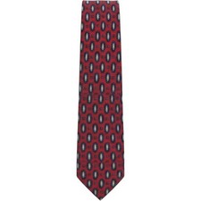 JZ Richards Mens Red Geometric Silk Handmade Necktie USA Made Medallion Tie