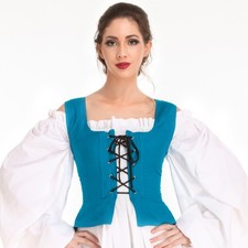 Medieval Wench Pirate Renaissance Costume Reversible Peasant Bodice Ocean