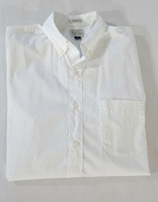 J Crew Stretch Secret Wash Cotton Poplin Shirt in Dots Men M White Light Purple