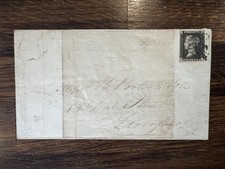 Product Image: QV GB 1840 SG 1 1d Penny Black DH Plate 9 Manchester MX Cover to Liverpool
