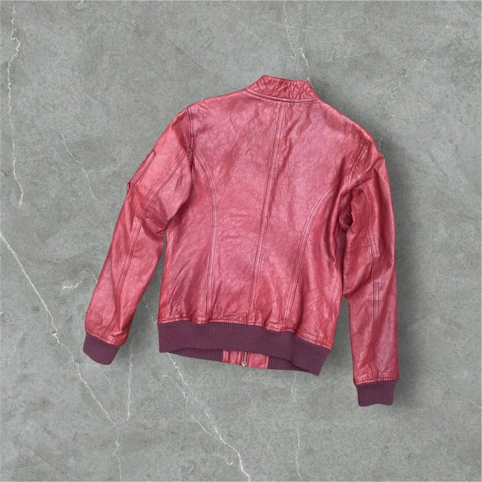 Jaqueta de couro sintético Avirex 2000s vinho tinto borgonha tamanho pequeno WMNS - Imagem 2 de 4