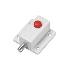 Door Bolt Lock, 2" Plastic Sliding Flush Barrel Latch with Switch Button (White)