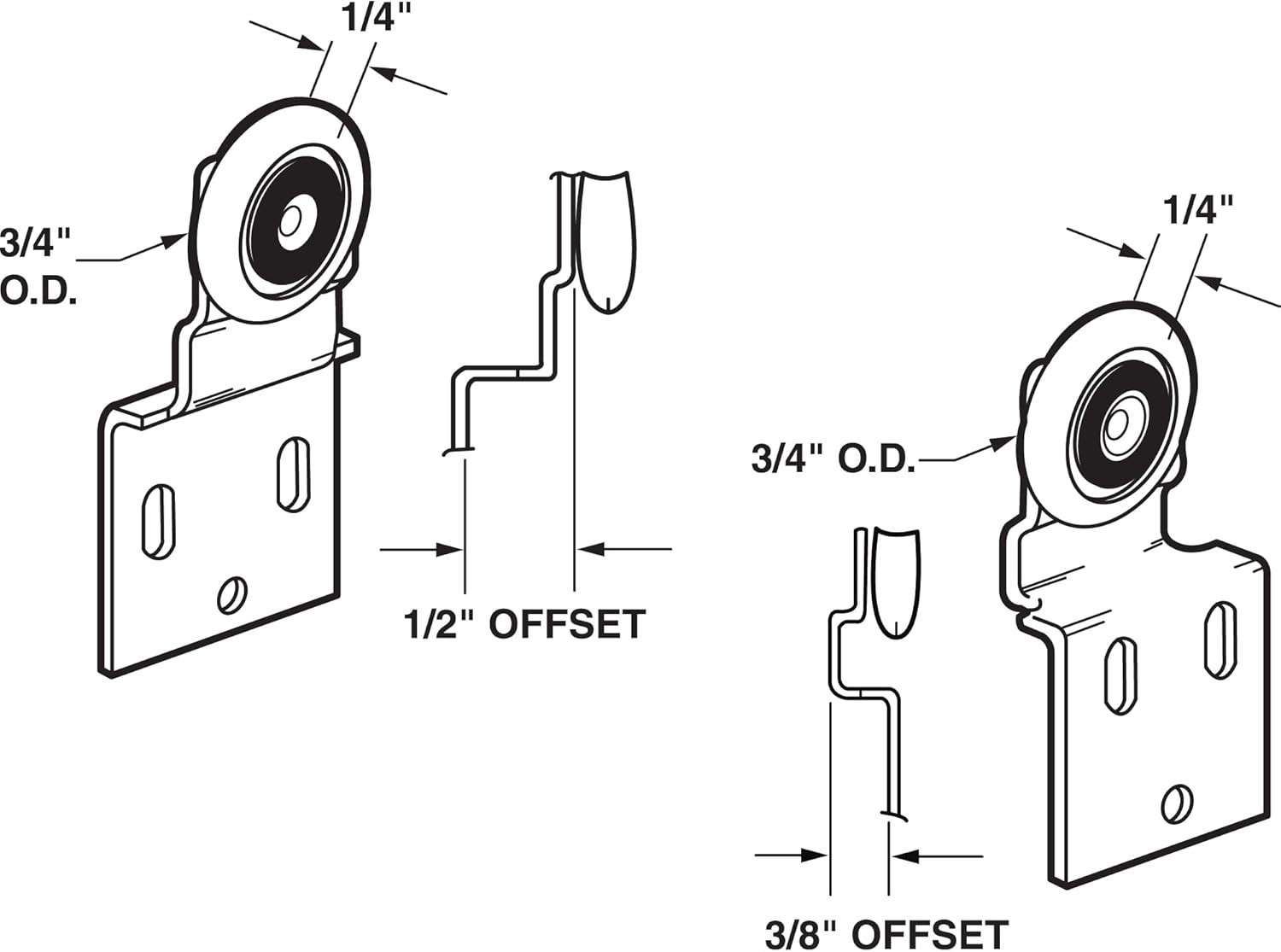 Sliding Closet Door Roller Kit Plastic Steel 3/4 In. Diameter 4 Pack