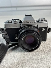 Vintage Minolta XD5 35mm SLR Camera Japan MD 50mm f/2 Lens Film Manual Silver