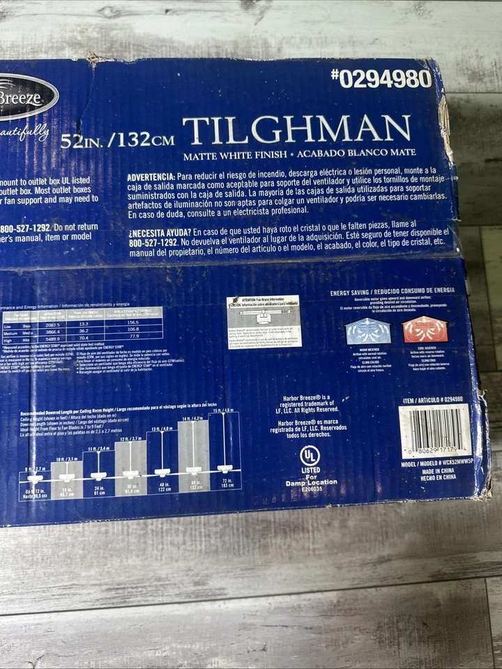 NIB Nice Indoor Outdoor White 52" 5 Blades CEILING FAN/LIGHT KIT  - Image 4 of 4