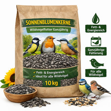 Sonnenblumenkerne 10 kg Vogelfutter Wildvögel ganzjährig Wildvogelfutter