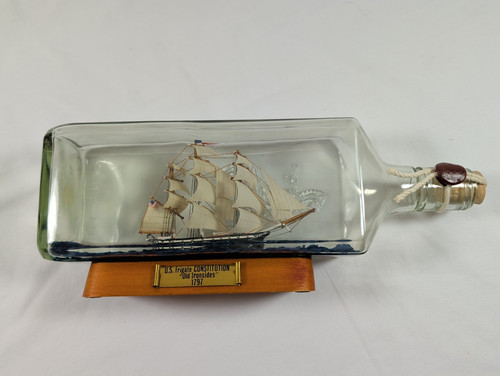 USS Constitution Model Ship in a Vintage W & A Gilbey 10.25" Bottle