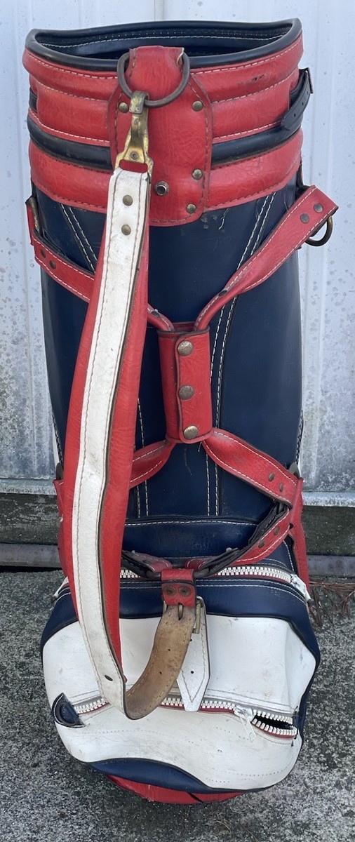 Vintage Red/Blue Leather Golf Bag W/ Strap Rare | eBay