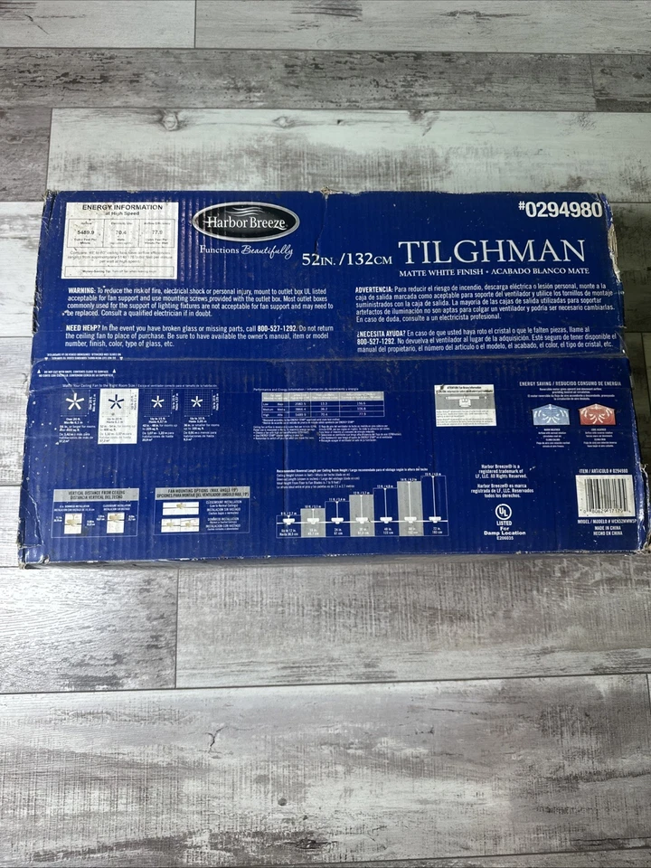 NIB Nice Indoor Outdoor White 52" 5 Blades CEILING FAN/LIGHT KIT  - Image 2 of 4