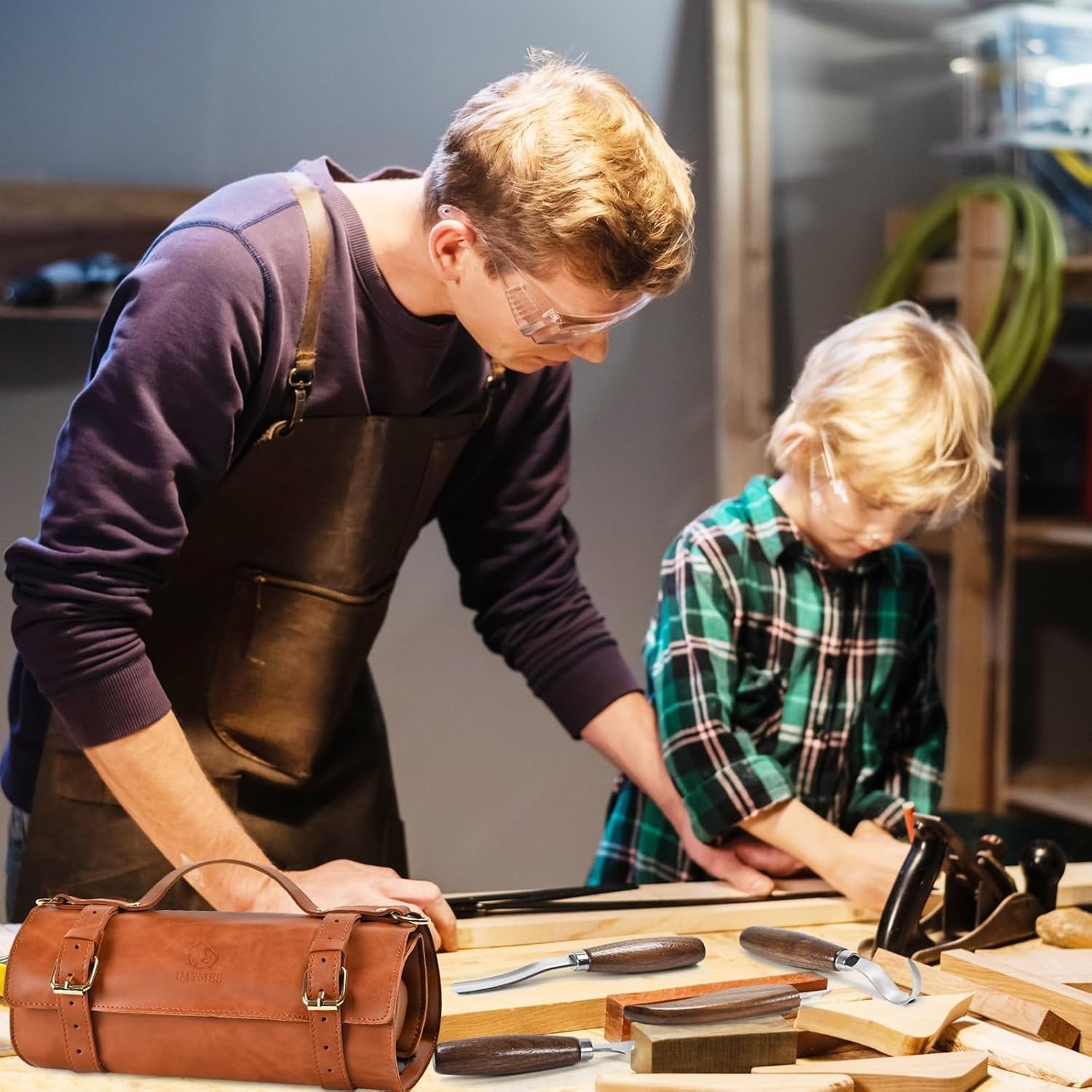 Deluxe Wood Carving Kit - 21Pcs Wood Carving Tools with Leather Storage Bag -