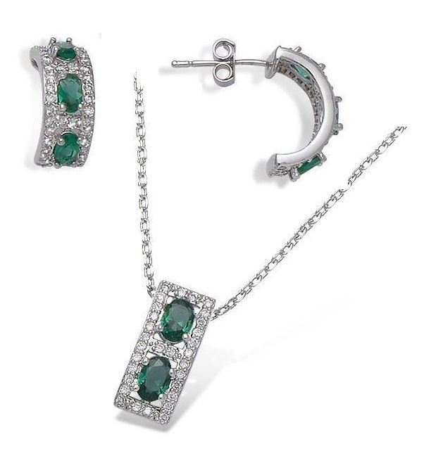 Pendentif émeraude Et Diamants Cz Argent 925 Rhodié - 18mm, Pavage, Bijou Femme Dolly-Bijoux Neuf