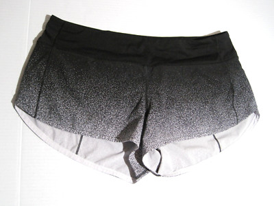 LULULEMON Shorts Speed Up Short Lined Swift Pockets Ombre Black White Women's 10