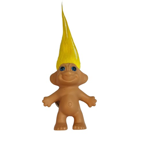 LLAVERO Muñeca Lucky Troll Vintage 2.5" Retro Largo Cabello Amarillo Hecho en Corea - Imagen 12 de 17