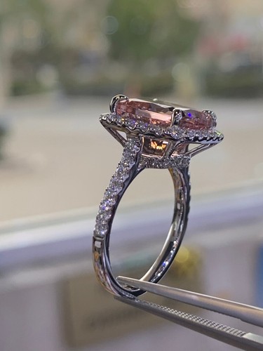Anello di Fidanzamento Art Déco Cuscino Alone Vero 3,10 Ct Placcato Oro Rosa 14k - Foto 4 di 6