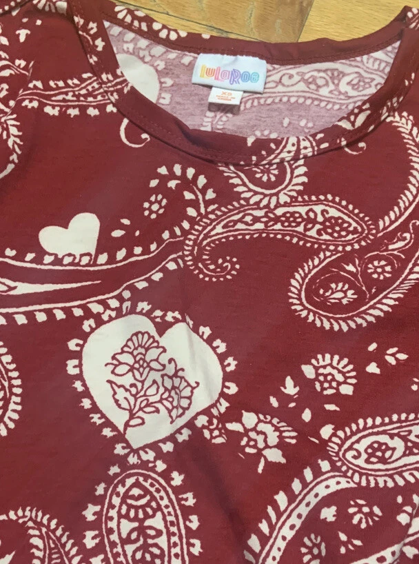 OFF WHITE NWT LuLaRoe Happy Hearts Jessie Dress Red Off White Paisley Size XS X Small
