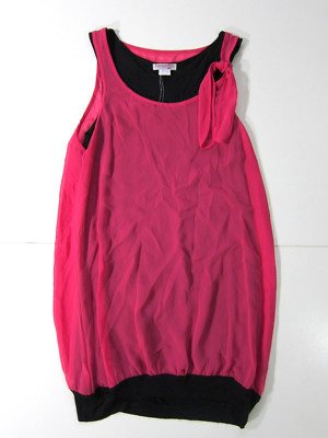 NWT Kensie Girl Magenta Pink Sheer Black Lined Shift Tunic Tank Dress Large