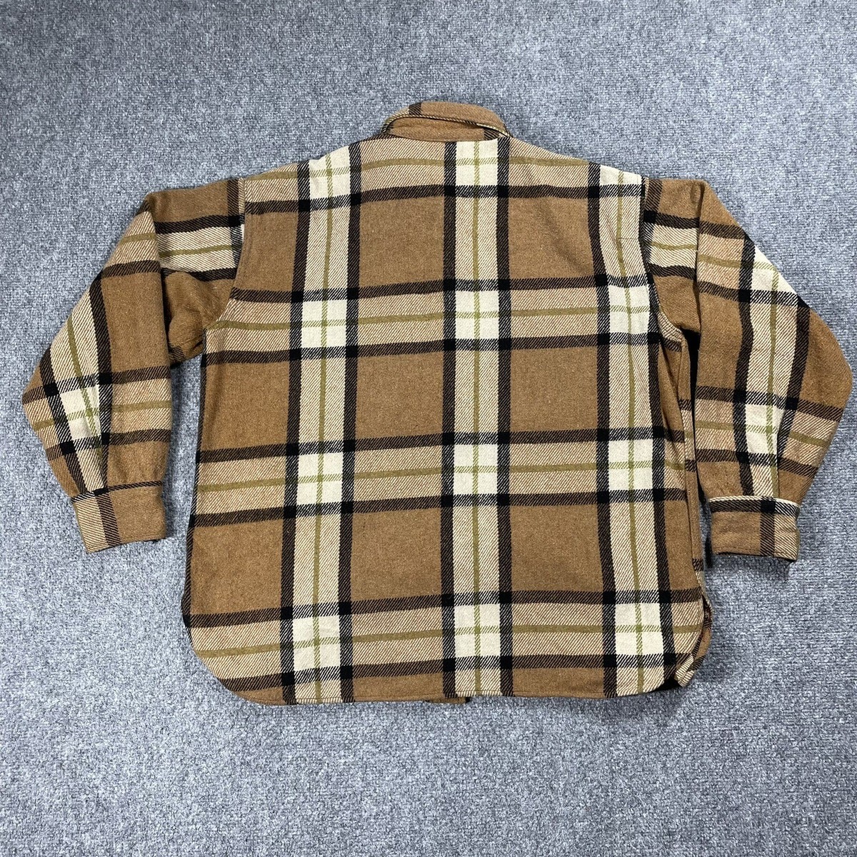 VINTAGE 60s CPO Sport King Shirt Jacket Wool Plaid Navy Anchor