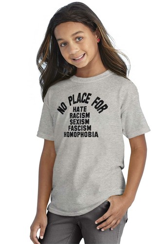 No Place For Hate Social Justice Equality Youth Crewneck T Shirts Boy or Girl - Picture 5 of 9
