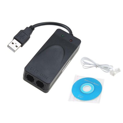 Dual RJ11 Ports USB 56K External Dial Up Voice Fax Data Modem For Win 7/8/10