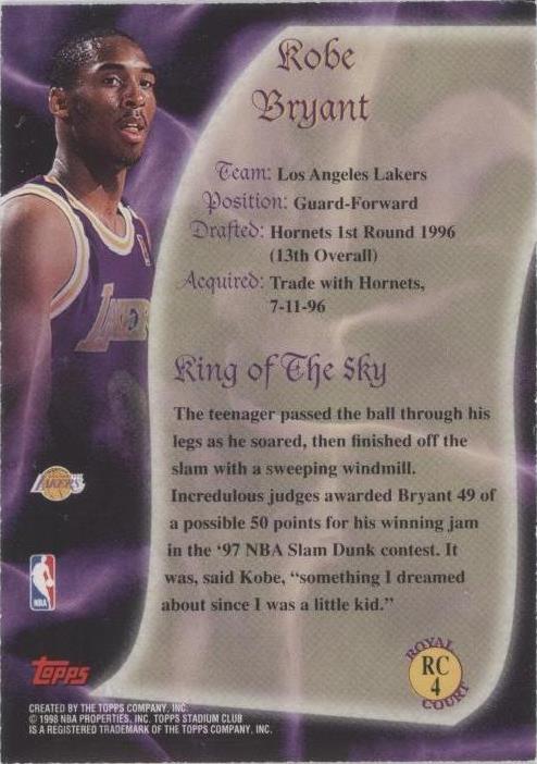 1997-98 Topps Stadium Club - Kobe Bryant #RC4 for sale | eBay