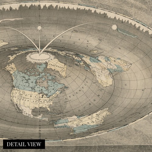 1893 Flat Earth Map of the World - Old Map of Square & Stationary Earth Poster - Bild 4 von 26