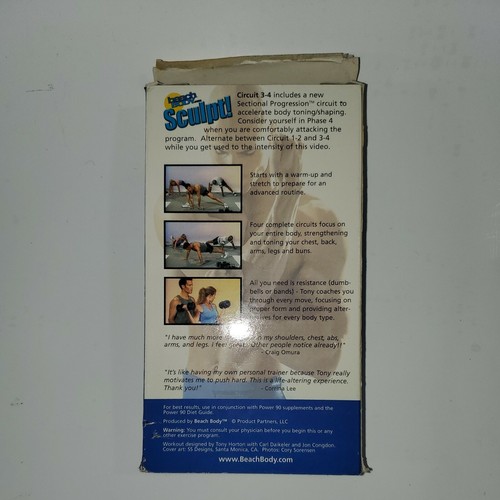Sculpt Power 90 Circuit 3-4 VHS Video Tape In Home Boot Camp "Used" - Picture 2 of 2