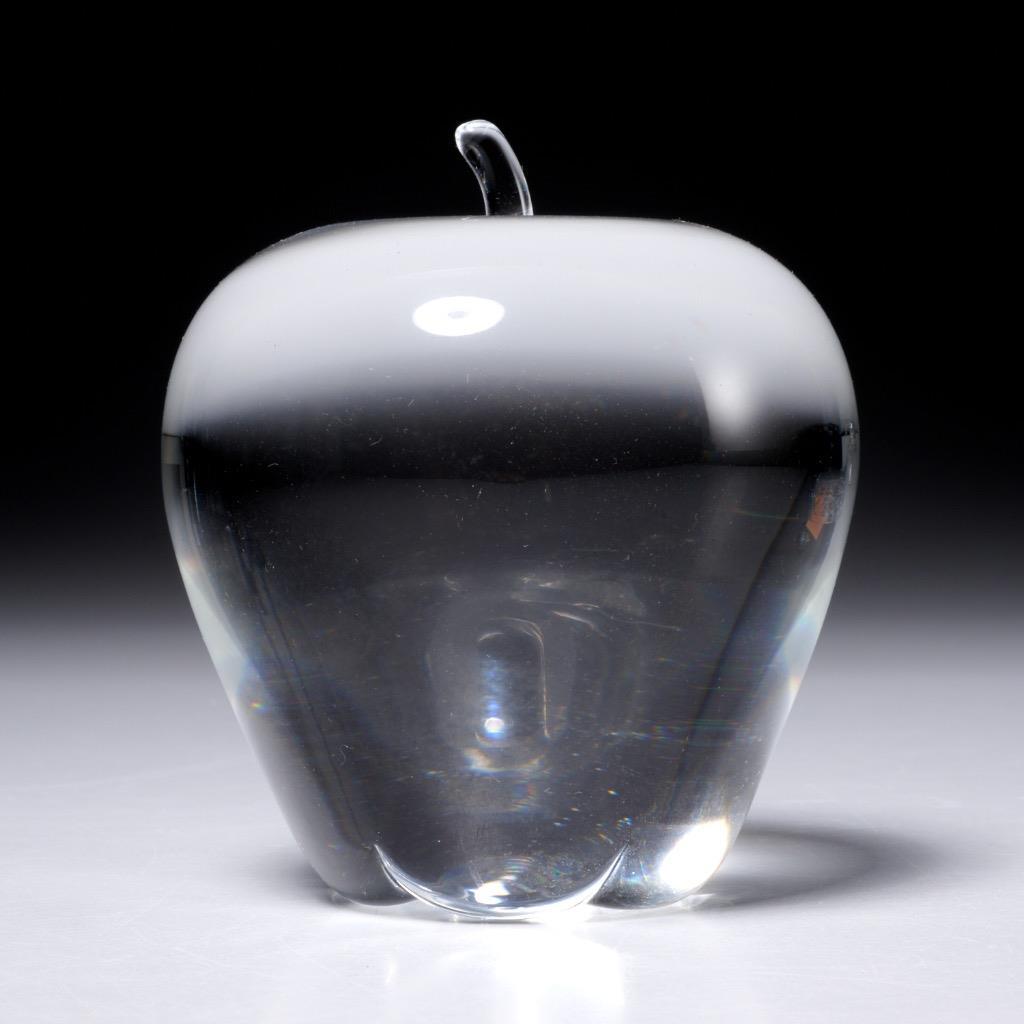 美品★Steuben Glass リンゴ型オブジェ★クリスタルアップル Steuben/スチューベン クリスタルガラス リンゴ アップル