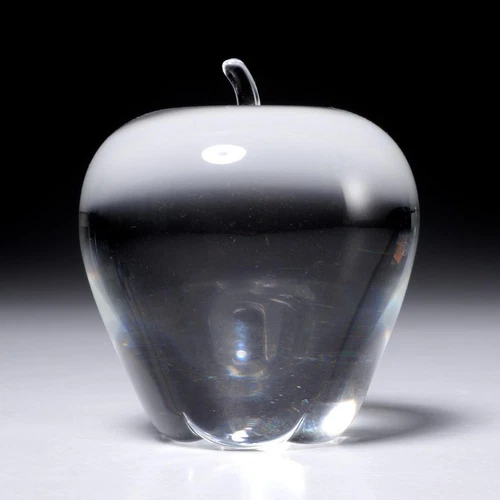 Steuben Art Glass Crystal Signed Apple Paperweight Figurine 4"