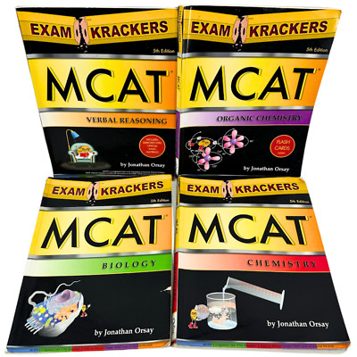 Lot (4) Exam Krackers MCAT Prep 5th Edition Books, Biology Org. Chemistry Verbal