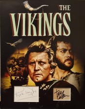 TONY CURTIS KIRK DOUGLAS Signed 14x11 Photo Display THE VIKINGS & SPARTACUS COA