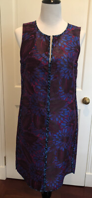 J.CREW Sleeveless Shift Dress Midnight Floral Jacquard Size 6T Blue Purple NWT