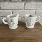 VTG WESTMORELAND Hand-Painted Rose Paneled Grape Milk Glass Creamer/Sugar Set