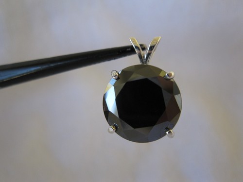 3.52ct REAL BLACK DIAMOND NECKLACE,FREE DIAMOND TESTER,CERTIFICATE,BOX CHAIN - Picture 8 of 12