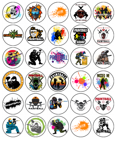 Paintball Cake Toppers Edible Icing Birthday Cake Sports Decoration (3 Size) - Afbeelding 6 van 8