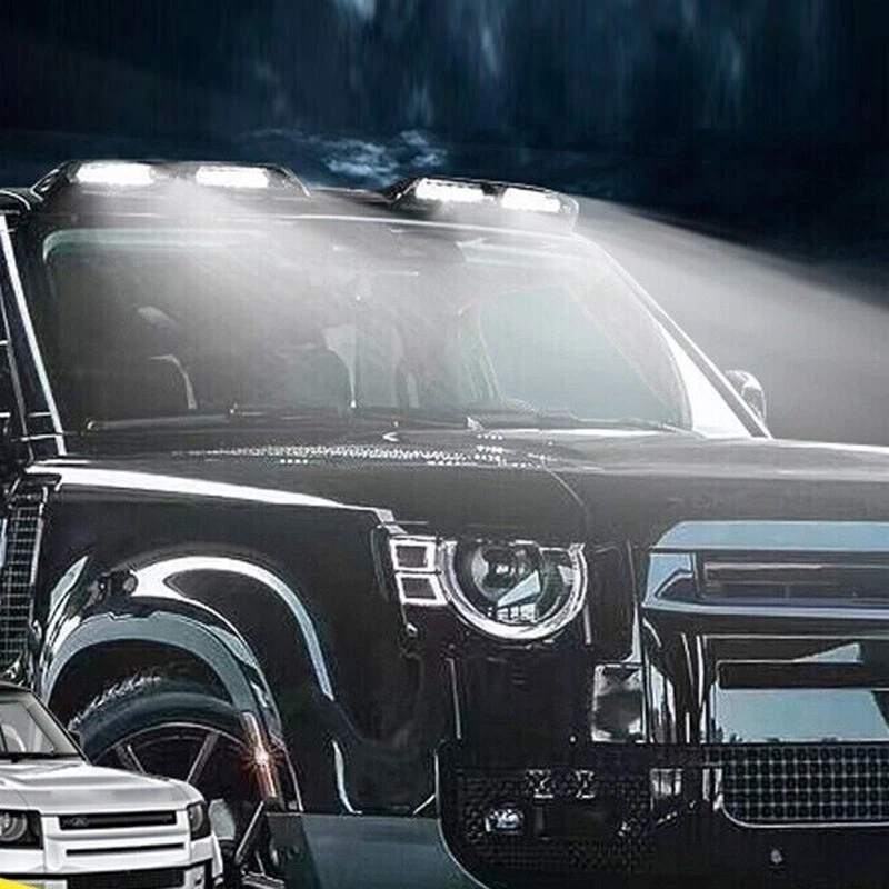 BARRA DE LUCES DE TECHO NEGRA BRILLANTE con LED DRL para LAND ROVER DEFENDER 90/110 2020+ Foto 4 de 4